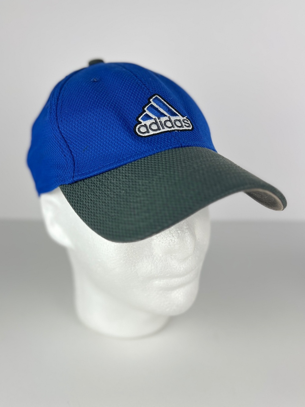 Adidas Climalite A-Flex Fitted Youth Hat Baseball Cap Embroidered Logo Blue Gray